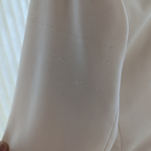 SOLD Vintage White Silk Gray Collar Carlisle Blazer Rose Cutout Sz 6 Lined - Picture 10 of 14